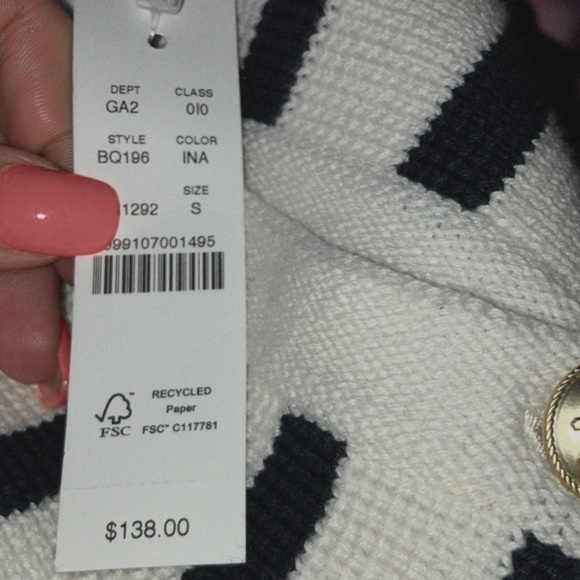 NWT J.Crew NEW RELAXED Emilie Patch-pocket Sweater Lady Jacket In Stripe - Picture 5 of 5